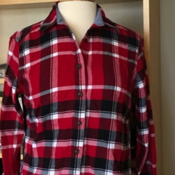 3x Lands End Flannel Button Down shirt